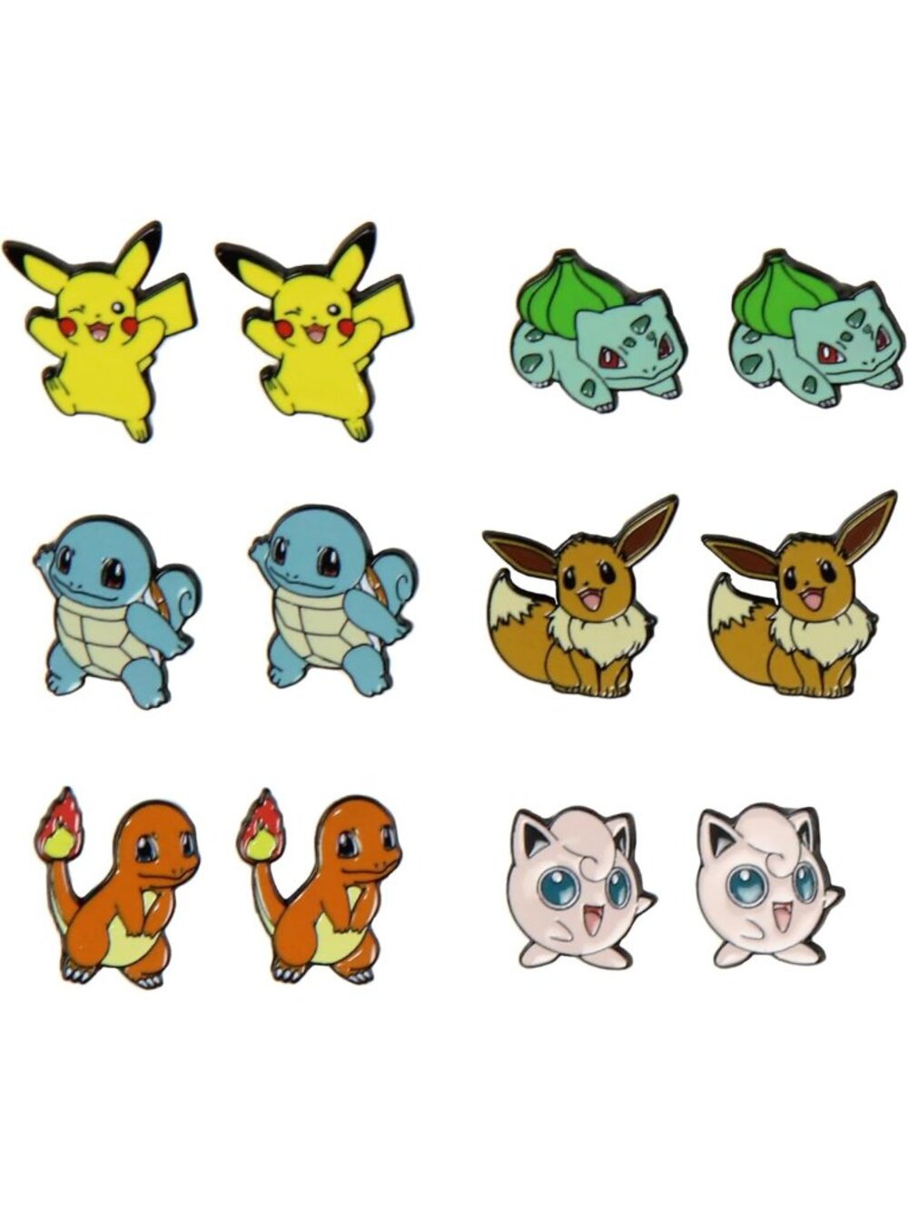 Colorful Enamel Character Stud Earrings Set - 6 Pack Fashion Jewelry for Fans